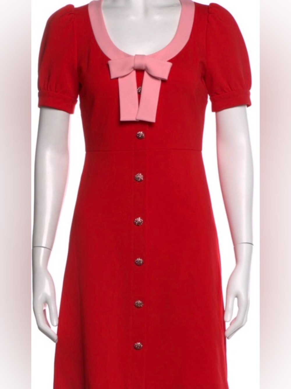 NWT ModCloth red dress with pink bow accent sz Large